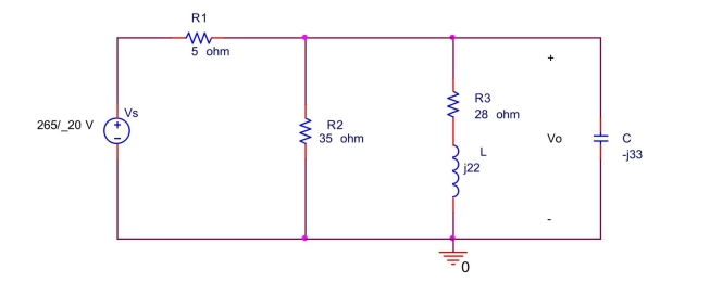  Use nodal analysis to find  V _ { o }   in the circuit shown below.   
