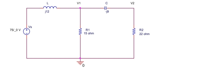 \text { Use nodal analysis to find } V _ { 1 } \text { and } V _ { 2 } \text { in the circuit shown below. }    