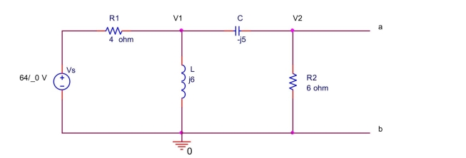  Find the Norton equivalent current  \mathbf { I } _ { n }   and the Norton equivalent impedance  Z _ { n }  between the  terminals a and b for the circuit shown below.   