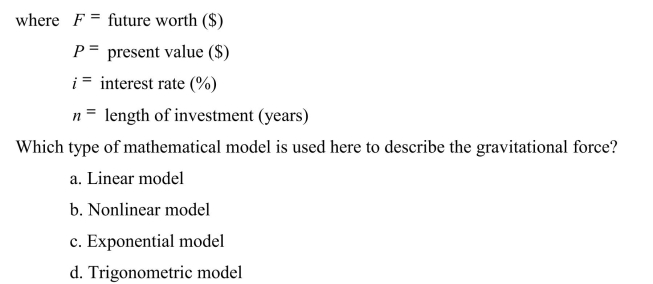 The future worth of a present value is modeled using the following function: