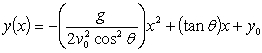 The path of flight (trajectory)  of a football thrown by a quarterback is described by the following function:   where y = vertical position of football relative to the ground y0 = vertical launch position of football relative to the ground X = horizontal position of football relative to launch position G = magnitude of gravitational acceleration V0 = launch speed Θ = launch angle relative to horizontal Which type of mathematical model is used here to describe the football's trajectory? A) Linear model B) Nonlinear model C) Exponential model D) Trigonometric model