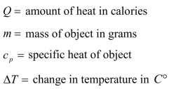 The amount of heat needed to change the temperature of an object can be calculated using the following equation:   where   What is the appropriate unit for   if the preceding equation is to be homogeneous in units?  <div style=padding-top: 35px> 