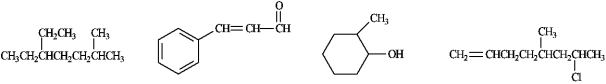 Circle any of the following compounds that would be a candidate to produce a UV absorption spectrum.  