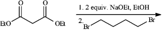 Instructions: Give the major organic product(s) of each reaction or sequences of reactions for the following question(s). Show all relevant stereochemistry. -Refer to instructions. a)Give major product(s):    b)Why are two equivalents of Na<sup>+</sup> OEt <sup>-</sup>  required?