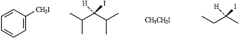 Instructions: Circle the correct response in each set below. -Refer to instructions. The least reactive compound in an S<sub>N</sub>2 reaction. Explain your choice.  