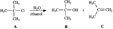 Instructions: Consider the reaction below to answer the following question(s) .    -Refer to instructions. Compound C is the: A)  S<sub>N</sub>2 product B)  S<sub>N</sub>1 product C)  E2 product D)  E1 product