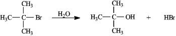 Instructions: Consider the reaction of 2-bromo-2-methylpropane with water, shown below, to answer the following question(s) .   -Refer to instructions. This reaction is an example of: A)  a substitution reaction. B)  a rearrangement reaction. C)  an elimination reaction. D)  an addition reaction.