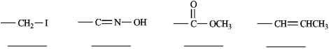 Rank each set of substituents using the Cahn-Ingold-Prelog sequence rules by numbering the highest priority substituent 1 and numbering the lowest priority substituent 4. Place the number in the blank below the substituent.  