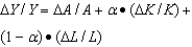 <strong>The growth accounting formula is:</strong> A) B) C) D)Y= A • F(K,L)