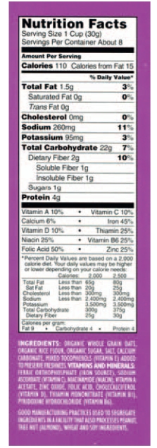  If you are on a 2500-calorie diet, what percent of the total recommended amount of Potassium is in one serving of this cereal? Round to the nearest tenth of a percent.   A)  2.7  \%  B)  3.7  \%  C)  3.3  \%  D)  1.9  \%  E)  1.7  \%