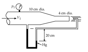 In the setup shown, if water is flowing, the   A)  640 kPa B)  760 kPa C)  820 kPa D)  940 kPa