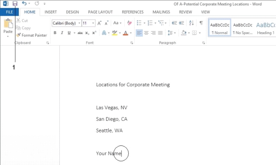   -Once you have saved the document shown in the accompanying figure for the first time, clicking the ____ button saves changes without opening up a dialog box. A)  New B)  Save C)  Print D)  Close