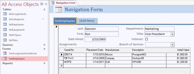   -The figure shows a form with Horizontal Tabs.