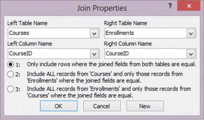   -Refer to the figure above. What type of join would be created if you clicked option 2?