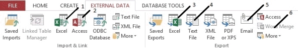   -In the figure above, which item would help you copy data from Excel into Access? A)  1 B)  2 C)  3 D)  4