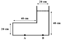  The figure below shows a container filled with water to the height shown. When we compare the pressure at A to the pressure at B, we find that:   A)   p_{A}=\frac{1}{4} p_{B}  . B)   p_{A}=\frac{1}{2} p_{B}  . C) pA = pB. D) pA = 2pB. E) pA = 4pB. 