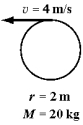 <strong>The diagram below shows five cylinders, each cylinder rotating with constant angular velocity about its central axis. The magnitude of the tangential speed of one point of each cylinder is shown, along with each cylinder's radius and mass. Which cylinder has the largest angular momentum?</strong> A) B) C) D) E)