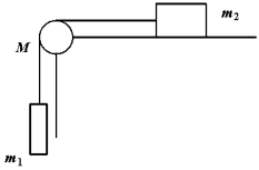 Refer to Exhibit 10-1 below.Exhibit 10-1 Two blocks of masses m1 and m<sup>2</sup> are connected by a light cord that passes over a pulley of mass M, as shown. Block m<sup>2</sup> slides on a frictionless horizontal surface. The blocks and pulley are initially at rest. When m1 is released, the blocks accelerate and the pulley rotates.   The total angular momentum of the system of the two blocks and the pulley relative to the axis of rotation of the pulley is: A) the same at all times. B) proportional to l1, the length of string from the pulley to m1. C) proportional to l2, the length of string from the pulley to m<sup>2</sup>. D) conserved because the Earth doesn't move. E) proportional to the speed of the blocks.