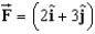 A particle located at the position vector   m has a force   N acting on it. The torque about the origin is: A) (1   ) N.m B) (5   ) N.m C) (-1   ) N.m D) (-5   ) N.m E) (2   + 3   ) N.m