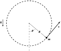  A 0.30-kg mass attached to the end of a string swings in a vertical circle (R = 1.6 m) , as shown. At an instant when  \theta = 50 \degree , the tension in the string is 8.0 N. What is the magnitude of the resultant force on the mass at this instant?   A) 5.6 N B) 6.0 N C) 6.5 N D) 5.1 N E) 2.2 N 