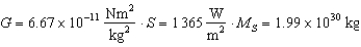 A spherical particle of density and 2.00 mm radius is located at the same distance from the Sun as the Earth.RSE = 1.5 *1011 m..If the particle absorbs 100 per cent of the sunlight reaching it, the ratio of the force exerted by the solar radiation to the force of gravity exerted on the particle by the Sun is:     A) 5.8 * 10-5. B) 0.58. C) 1.0. D) 1.7. E) 1.7 * 104.