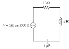 Determine the resonant frequency of the circuit.   A) 159 Hz B) 32 Hz C) 5 Hz D) 500 Hz E) 79.5 Hz