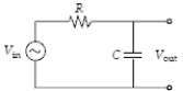  Calculate Vout/Vin for the circuit if R = 2.0 k  \Omega , C = 0.020 \mu F and V = 140V sin(50 000t) .   A) 0.02 B) 0.45 C) 0.80 D) 0.98 E) 2.2 