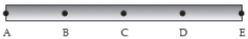  A metal rod of length L in a region of space where a constant magnetic field points into the page rotates clockwise about an axis through its centre at constant angular velocity    \omega  .While it rotates, the point(s)  at lowest potential is(are) :   A) A. B) B. C) C. D) D. E) A and E. 
