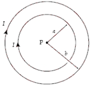 What is the magnitude of the magnetic field at point P if a = R and b = 2R?   A)    B)    C)    D)    E)   