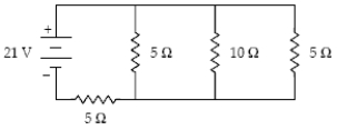  What is the current in the 10- \Omega  resistor ?   A) 0.60 A B) 3.0 A C) 1.2 A D) 2.4 A E) 0.30 A 