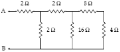  If the current in the 4.0-  \Omega resistor is 1.4 A, what is the magnitude of the potential difference, VA -VB?   A) 69 V B) 55 V C) 62 V D) 48 V E) 31 V 