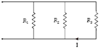  If R1 = 3.0  \Omega , R2 = 6.0  \Omega , R3 = 12  \Omega , and I = 0.50 A, at what rate is heat being generated in R1?   A) 20 W B) 17 W C) 12 W D) 31 W E) 6.0 W 