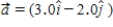 At t = 0, a particle leaves the origin with a velocity of 5.0 m/s in the positive y direction. Its acceleration is given by   m/s<sup>2</sup>. At the instant the particle reaches its maximum y coordinate how far is the particle from the origin? A) 11 m B) 16 m C) 22 m D) 29 m E) 19 m