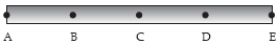 A metal rod of length L in a region of space where a constant magnetic field points into the page rotates clockwise about an axis through its center at constant angular velocity ω. While it rotates, the point(s)  at lowest potential is(are)    A) A. B) B. C) C. D) D. E) A and E.