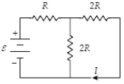 Determine ε when I = 0.50 A and R = 12 Ω.   A) 12 V B) 24 V C) 30 V D) 15 V E) 6.0 V