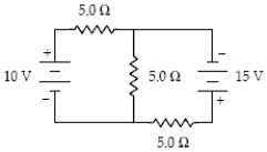 Determine the current in the 10-V emf.   A) 2.3 A B) 2.7 A C) 1.3 A D) 0.30 A E) 2.5 A