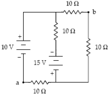 Determine the potential difference Va − Vb shown in the circuit below.   A) −5.0 V B) +5.0 V C) −10 V D) +10 V E) 0 V