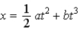 The equation for the change of position of a train starting at x = 0 m is given by   . The dimensions of b are A) T−3 B) LT−3 C) LT−2 D) LT−1 E) L−1T−1