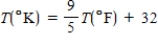 A student has written the equation below to convert a temperature in degrees Fahrenheit into Kelvins. What is wrong with this equation? ​   ​ A) The factor in front of T(ºF)  should be   . B) The numerical factor   should multiply (T(ºF)  − 32) . C) An additional 273.15 Kelvins must be added to the right side of the equation. D) All the corrections above are required. E) Only corrections (b)  and (c)  are required.