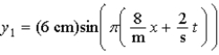 Two harmonic waves are described by     From the choices given, determine the smallest positive value of x (in cm)  corresponding to a node of the resultant standing wave. A) 3 B) 0.25 C) 0 D) 6 E) 1.5