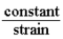 <strong>Stress is proportional to strain means that</strong> A)stress = constant × strain. B)stress = (constant 1) × strain + constant 2. C)stress = . D)stress = . E)stress × strain = constant.