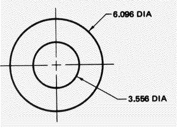 What is the area of the washer in the figure? All dimensions are in inches. Round the answer, in square inches, to the nearest hundredth.  
