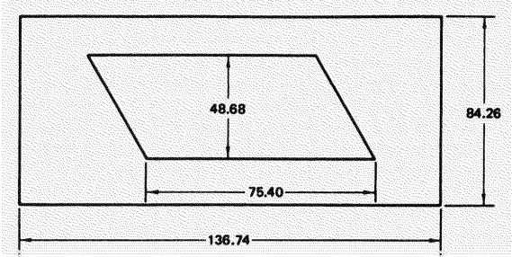 A piece of sheet metal is punched as shown. Find the area remaining after the punching operation. Express the answer to the nearest hundredth.  