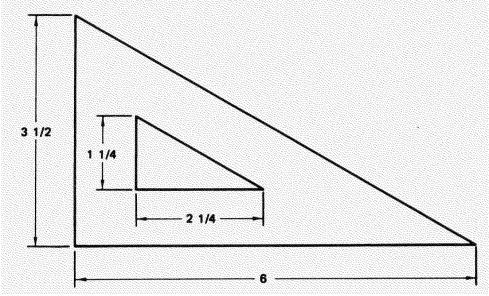 What is the area, in square inches, minus the cutout? Express the answer to the nearest thousandth.  