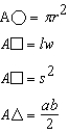   Area of a Cylinder =   Area of a Trapezoid =   -How many square inches in a rectangular plate measuring 4  by 13 ?