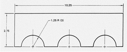   Area of a Cylinder =   Area of a Trapezoid =   -Find, to the nearest thousandth square inch, the area of the rectangular plate before the half circles are cut.  