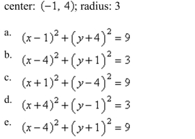 Write the standard form of the equation of the circle with the given characteristics.