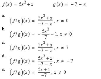 Find ( f / g )(x).