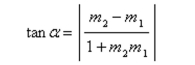 Find the angle between two nonvertical lines . The angle satisfies the equation Round your answer to one decimal place.
