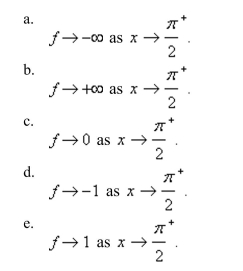 Describe the behavior of the function as approaches